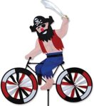 Cartoon von Pirat auf Fahrrad